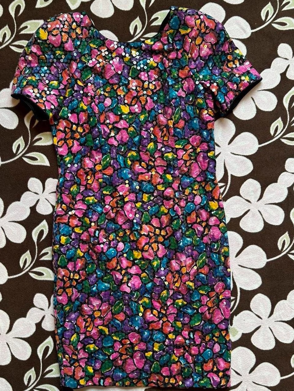 Rimini Black Jacket with Multicolor Sequin Floral Trim